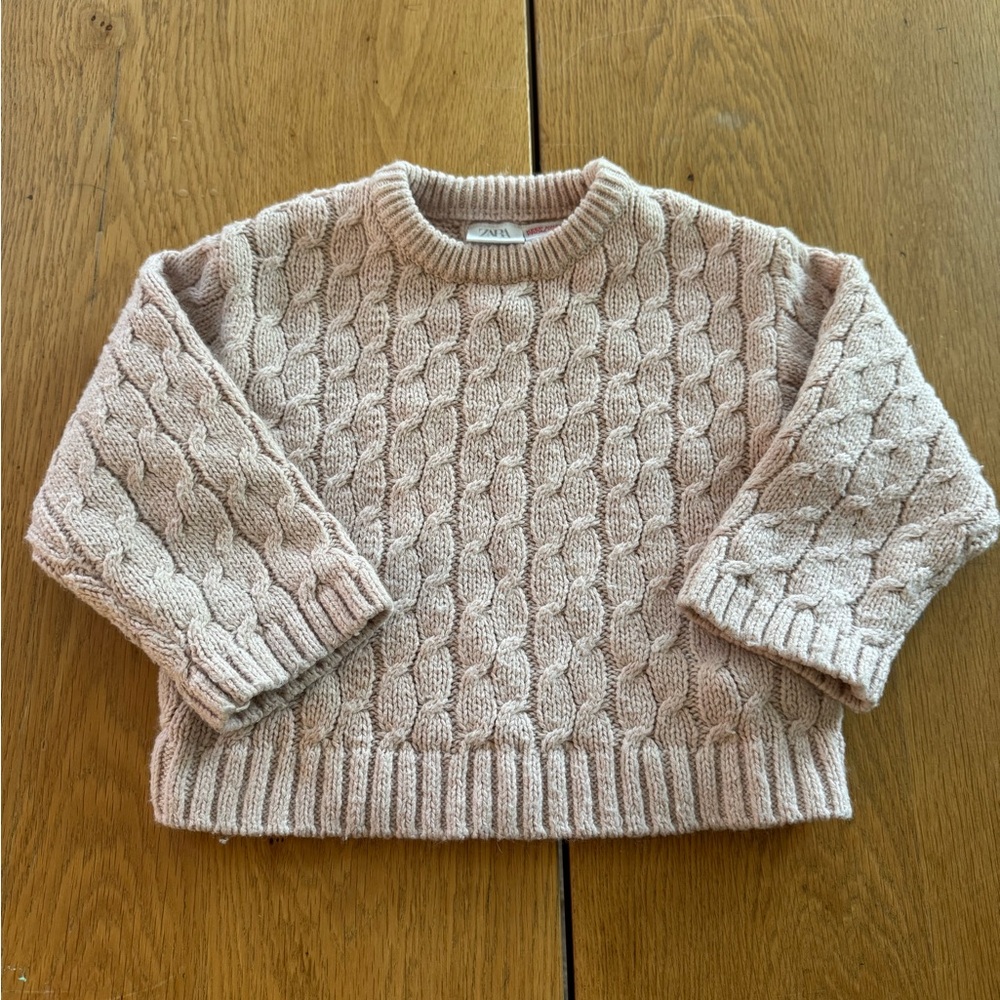 Cozy Zara Cable Knit Sweater - Light Pink